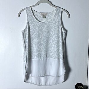 LOFT White Patterned Tank Top